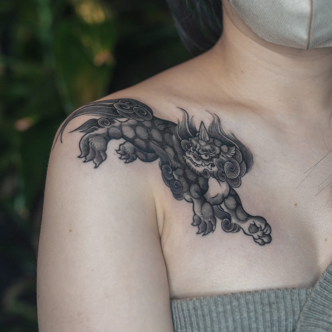 唐獅子の和彫りタトゥー - GOOD TIMES INK