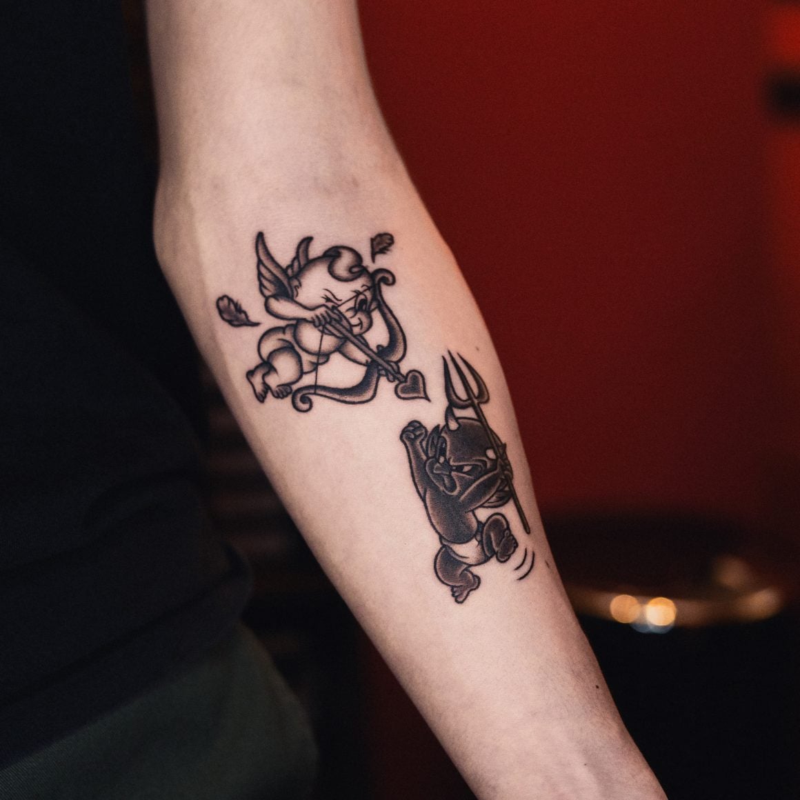 アメリカントラディショナルの天使と悪魔のタトゥー - GOOD TIMES INK