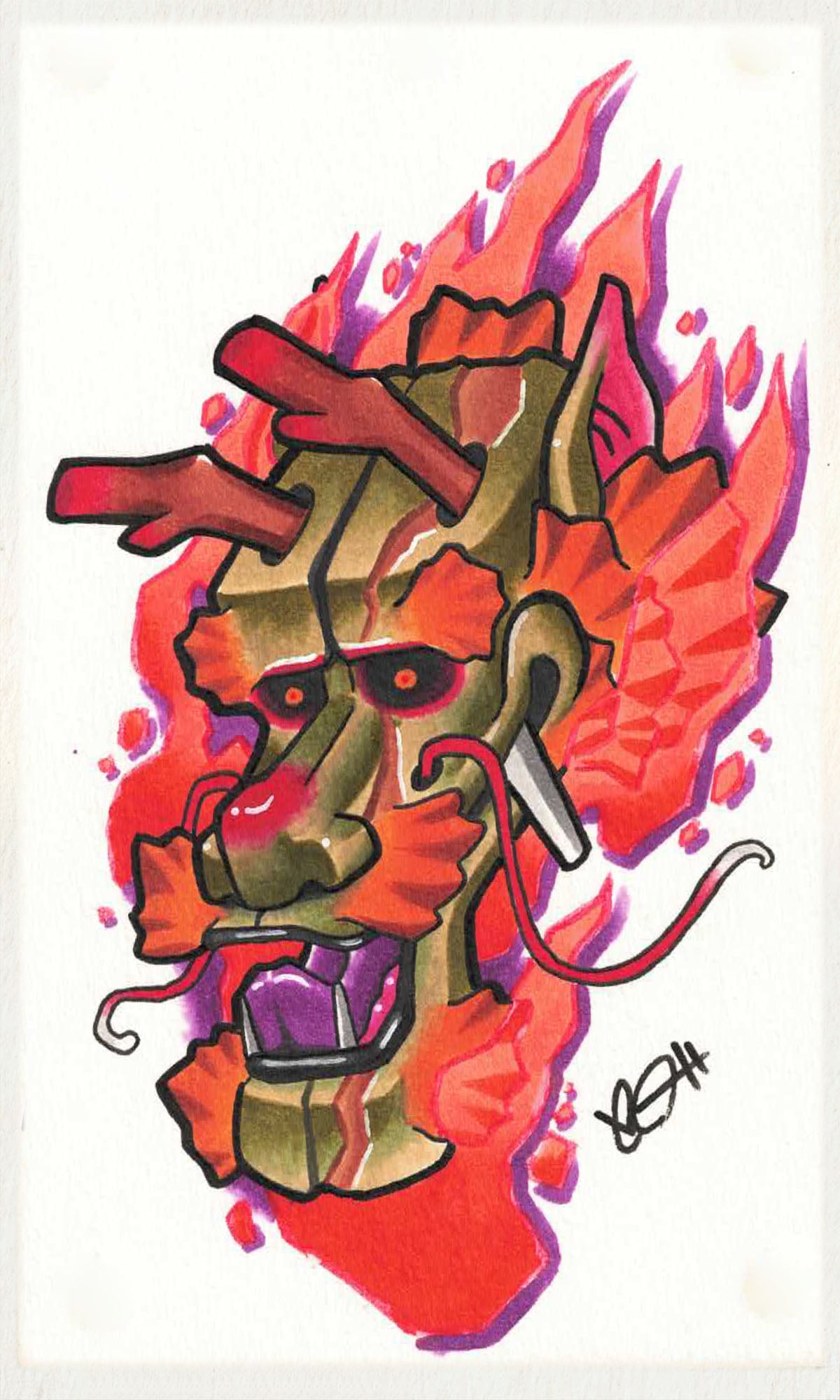 New School Dragon Big Flash - GOOD TIMES INK