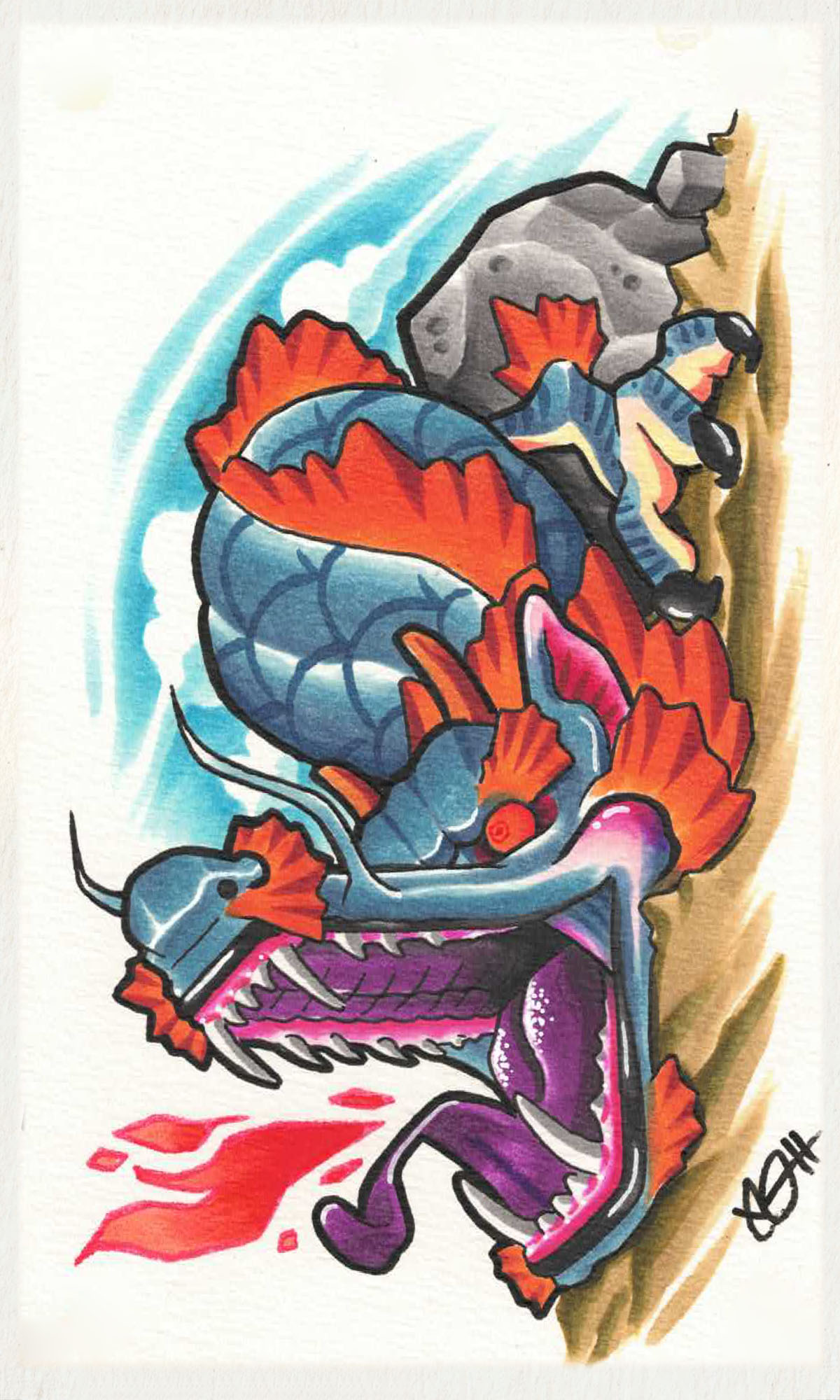 New School Dragon Big Flash - GOOD TIMES INK