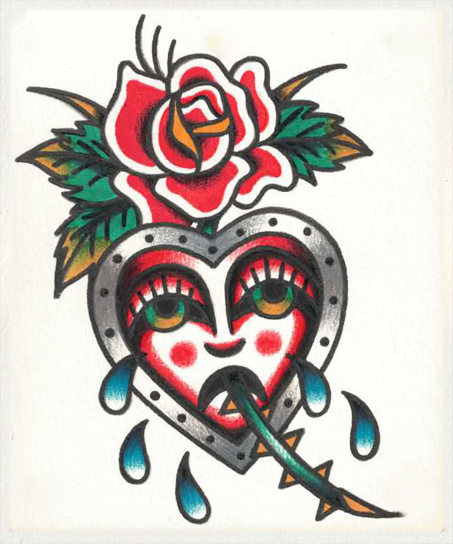 Rose and Heart Flash in American Traditional Style - GOOD TIMES INK